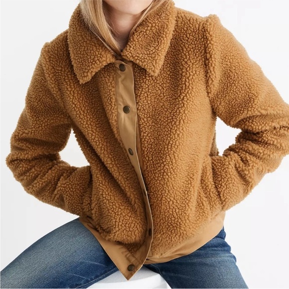 Madewell Jackets & Blazers - Madewell Tan Snap Front Crop Teddy Sherpa Portland Utility Jacket Size; SZ Sm